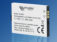 simvalley MOBILE Reserve-Akku 800 mAh für Dual-Sim Handy SX-320; Scheckkartenhandys 