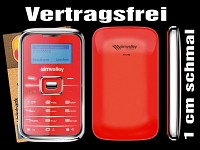 simvalley MOBILE Mini-Handy RX-180 "Pico INOX RED" VERTRAGSFREI